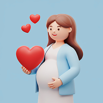 JPG 편집이미지 여자 하늘색 3D캐릭터 한명 미소 들기 상반신 성인 3D 임산부 하트 잡기 성인여자한명만 편집3D AI컴퓨터그래픽 AI콘텐츠 모양 캐릭터 1 모션 표정 사람 파란색 임신 디지털합성 여자한명만 성인여자만 파일형식