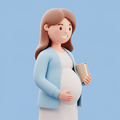JPG 편집이미지 여자 하늘색 3D캐릭터 한명 미소 들기 상반신 성인 책 3D 임산부 잡기 성인여자한명만 편집3D AI컴퓨터그래픽 AI콘텐츠 캐릭터 1 모션 표정 사람 파란색 임신 디지털합성 여자한명만 성인여자만 파일형식