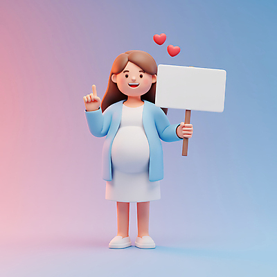 JPG 전신 편집이미지 여자 하늘색 3D캐릭터 한명 미소 들기 성인 3D 임산부 팻말 하트 가리킴 성인여자한명만 편집3D AI컴퓨터그래픽 AI콘텐츠 모양 캐릭터 1 모션 프레임 표정 사람 손짓 파란색 임신 디지털합성 여자한명만 성인여자만 파일형식