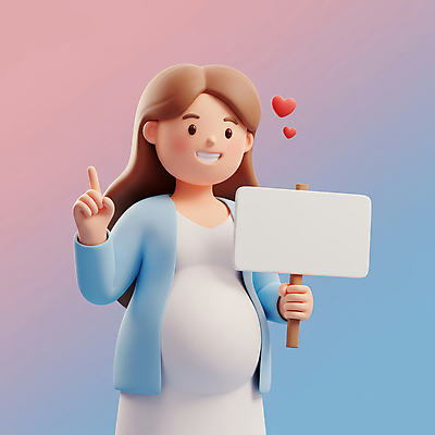 JPG 편집이미지 여자 하늘색 3D캐릭터 한명 미소 들기 상반신 성인 3D 임산부 팻말 하트 가리킴 성인여자한명만 편집3D AI컴퓨터그래픽 AI콘텐츠 모양 캐릭터 1 모션 프레임 표정 사람 손짓 파란색 임신 디지털합성 여자한명만 성인여자만 파일형식