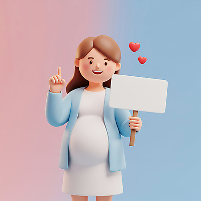 JPG 편집이미지 여자 분홍색 하늘색 3D캐릭터 한명 미소 들기 성인 3D 임산부 팻말 하트 가리킴 성인여자한명만 편집3D AI컴퓨터그래픽 AI콘텐츠 모양 캐릭터 1 컬러 모션 프레임 표정 사람 손짓 파란색 임신 디지털합성 여자한명만 성인여자만 파일형식