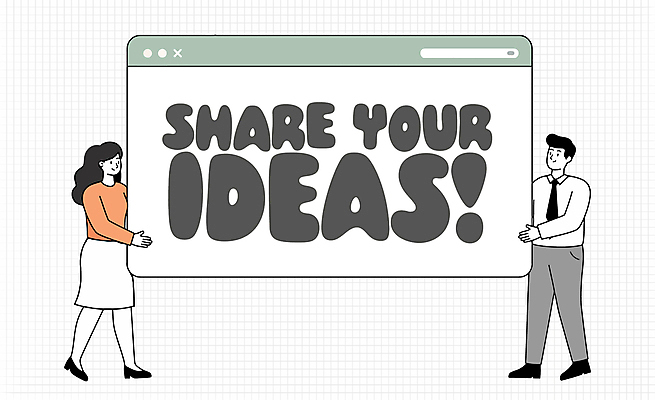 전신 여자 남자 일러스트 회의 아이디어 대화 미소 들기 정장 성인 두명 회색 비즈니스맨 비즈니스우먼 공유 인터넷창 성인만 브레인스토밍 국내일러스트 AI파일 옷 컬러 컨셉 인터넷 비즈니스 모션 표정 말하기 사람 직장인 파일형식 벡터