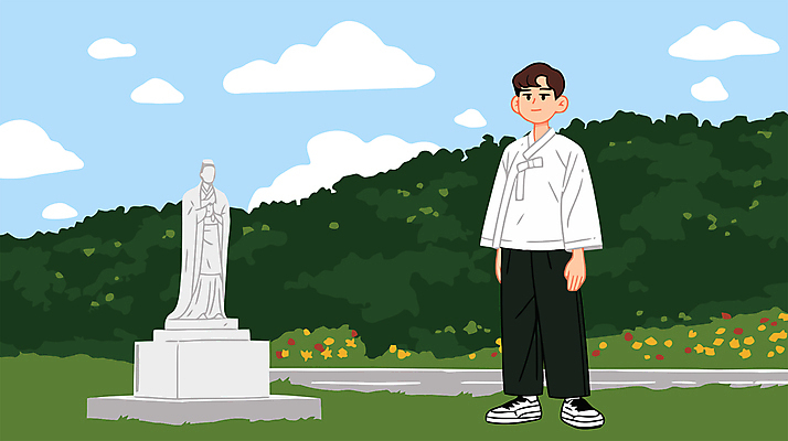 전신 구름 남자 꽃 일러스트 청소년 하늘 산 한명 잔디 개량한복 추모 추모비 민주화운동 십대남자한명만 5.18민주화운동기념일 국내일러스트 AI파일 자연요소 식물 1 사람 역사 한복 비석 남자한명만 십대남자만 파일형식 벡터 법정기념일