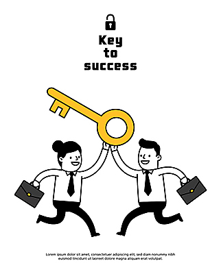 전신 여자 남자 서류가방 일러스트 성공 열쇠 자물쇠 미소 들기 정장 성인 두명 달리기 비즈니스맨 비즈니스우먼 오픈 목표 심플 성인만 국내일러스트 AI파일 옷 컨셉 가방 비즈니스 모션 표정 사람 직장인 파일형식 벡터