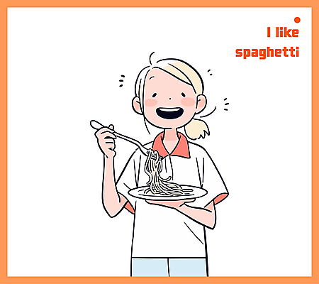 접시 여자 포크 일러스트 스파게티 한명 미소 들기 성인 주황색 성인여자한명만 국내일러스트 AI파일 1 식기 컬러 모션 파스타 표정 사람 여자한명만 성인여자만 파일형식 벡터