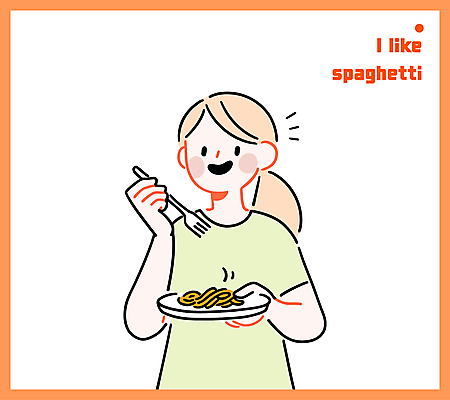 접시 여자 포크 일러스트 스파게티 한명 미소 들기 상반신 성인 주황색 성인여자한명만 국내일러스트 AI파일 1 식기 컬러 모션 파스타 표정 사람 여자한명만 성인여자만 파일형식 벡터