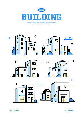 나무 구름 아이콘 하늘색 빌딩 사람없음 반짝임 건물아이콘 2D아이콘 AI파일 자연요소 식물 모션 건물 파란색 파일형식 벡터