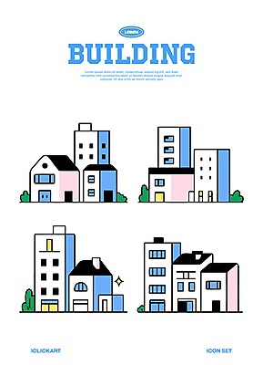 아이콘 하늘색 빌딩 사람없음 반짝임 풀 건물아이콘 2D아이콘 AI파일 식물 모션 건물 파란색 파일형식 벡터