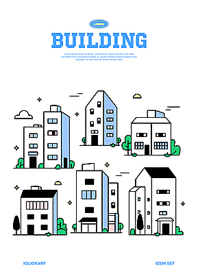 나무 구름 아이콘 하늘색 빌딩 사람없음 반짝임 태양 건물아이콘 2D아이콘 AI파일 자연요소 식물 모션 건물 파란색 파일형식 벡터