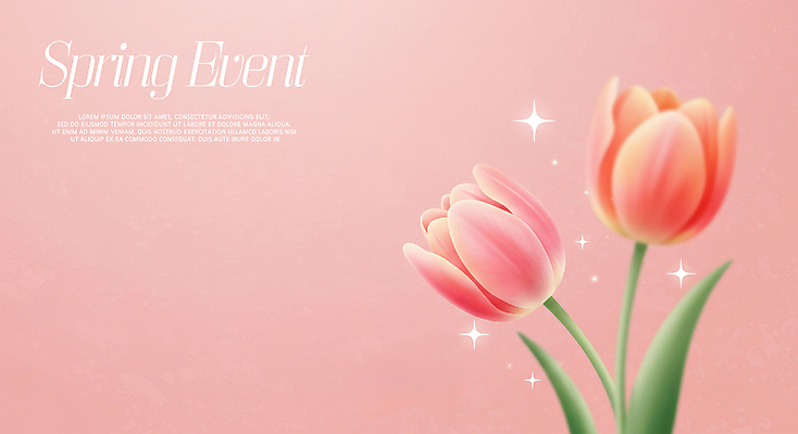 PSD 편집이미지 분홍색 잎 봄꽃 이벤트 사람없음 반짝임 튤립 두송이 이미지편집 식물 꽃 컬러 2 모션 봄 파일형식