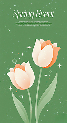 PSD 편집이미지 잎 봄꽃 이벤트 사람없음 초록색 반짝임 튤립 두송이 이미지편집 식물 꽃 컬러 2 모션 봄 파일형식