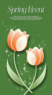 PSD 편집이미지 잎 봄꽃 이벤트 사람없음 초록색 반짝임 튤립 두송이 이미지편집 식물 꽃 컬러 2 모션 봄 파일형식