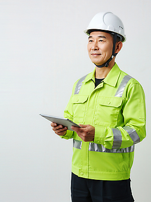 JPG 편집이미지 남자 중년 노동자 한명 미소 들기 상반신 태블릿 팔짱 안전모 안전제일 의료성형뷰티 중년남자한명만 편집실사 AI인물포토 AI콘텐츠 직업 1 모션 표정 사람 성인 전자제품 스마트기기 헬멧 안전장비 CG 남자한명만 중년남자만 파일형식 AI포토