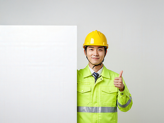 JPG 편집이미지 남자 노동자 한명 미소 들기 상반신 성인 팻말 안전모 안전제일 의료성형뷰티 성인남자한명만 편집실사 AI인물포토 AI콘텐츠 직업 1 모션 프레임 표정 사람 헬멧 안전장비 CG 남자한명만 성인남자만 파일형식 AI포토