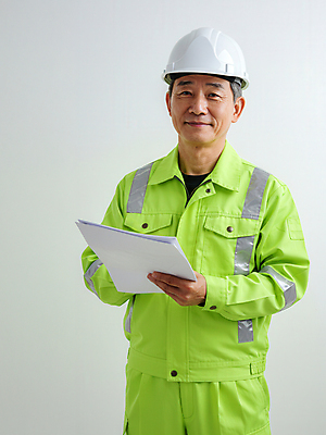 JPG 편집이미지 남자 중년 노동자 한명 미소 들기 상반신 안전모 문서 안전제일 의료성형뷰티 중년남자한명만 편집실사 AI인물포토 AI콘텐츠 직업 1 모션 표정 사람 성인 헬멧 안전장비 CG 남자한명만 중년남자만 파일형식 AI포토