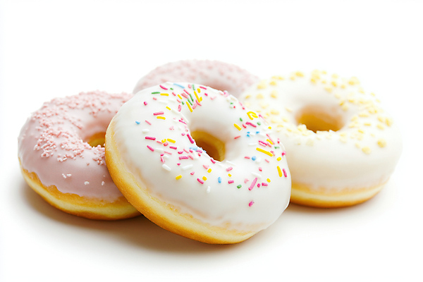 JPG 편집이미지 디저트 사람없음 흰색 링도넛 스프링클 아이싱 편집실사 AI포토 AI콘텐츠 음식 컬러 장식 도넛 크림 CG 파일형식