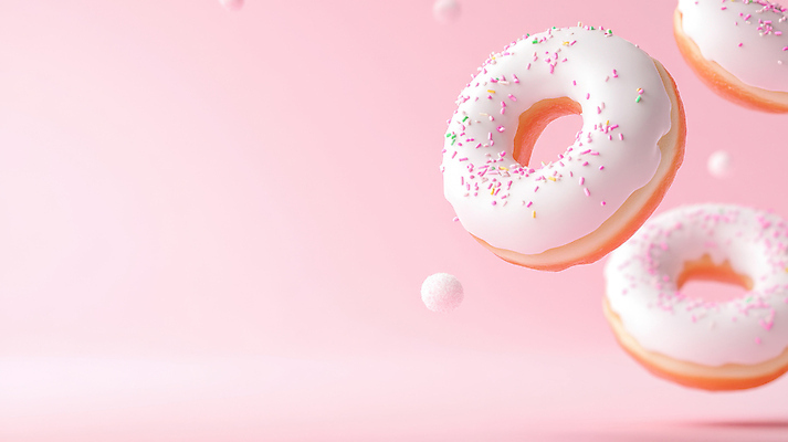 JPG 편집이미지 디저트 사람없음 떨어짐 링도넛 연분홍색 스프링클 아이싱 편집실사 AI컴퓨터그래픽 AI콘텐츠 음식 분홍색 컨셉 장식 도넛 크림 CG 파일형식