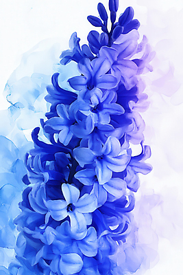 JPG 일러스트 수채화 사람없음 파란색 번짐 히아신스 국내일러스트 AI일러스트 AI콘텐츠 꽃 컬러 파일형식 효과