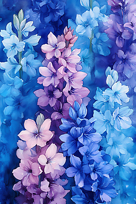 JPG 일러스트 수채화 사람없음 파란색 히아신스 국내일러스트 AI일러스트 AI콘텐츠 꽃 컬러 파일형식