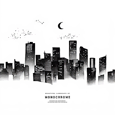 PSD 실루엣 일러스트 흑백 사람없음 달 도시 스케치 감성 빌딩숲 경관 국내일러스트 자연요소 컨셉 촬영기법 미술 풍경 빌딩 파일형식