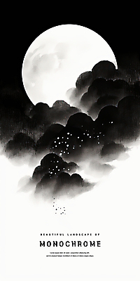 PSD 구름 실루엣 일러스트 밤하늘 흑백 사람없음 보름달 스케치 감성 경관 국내일러스트 자연요소 컨셉 하늘 촬영기법 미술 풍경 달 야간 파일형식