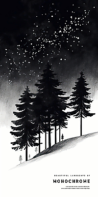 PSD 나무 실루엣 일러스트 밤하늘 흑백 사람없음 스케치 언덕 감성 오로라 경관 국내일러스트 식물 컨셉 자연현상 하늘 촬영기법 미술 풍경 야간 파일형식