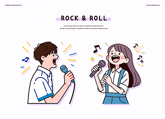 여자 남자 음표 일러스트 노래 청소년 미소 들기 상반신 두명 반짝임 손들기 밴드 마이크 락 보컬 십대만 국내일러스트 일러캐릭터 AI파일 캐릭터 기호 음악 음향기기 모션 표정 사람 로큰롤 파일형식 벡터