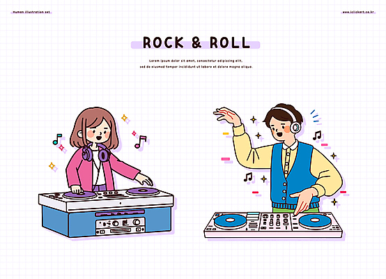 여자 남자 음표 일러스트 노래 미소 들기 상반신 성인 두명 반짝임 손들기 헤드셋 밴드 락 디제잉 디제잉기계 성인만 국내일러스트 일러캐릭터 AI파일 캐릭터 기호 음악 음향기기 모션 표정 사람 헤드폰 로큰롤 파일형식 벡터