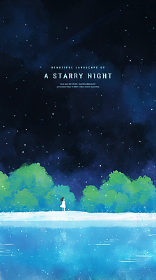 전신 PSD 여자 어린이 야경 일러스트 밤하늘 수채화 한명 소녀 파란색 물가 풀 감성 소녀한명만 국내일러스트 식물 1 컬러 컨셉 하늘 사람 풍경 야간 여자한명만 소녀만 파일형식 풍경_경치