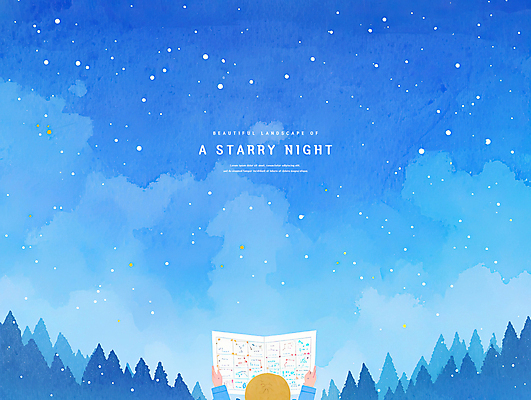 PSD 나무 남자 어린이 야경 일러스트 밤하늘 수채화 한명 들기 소년 상반신 파란색 감성 별자리기호 소년한명만 국내일러스트 식물 1 기호 컬러 컨셉 모션 하늘 사람 별자리 야간 남자한명만 소년만 파일형식 풍경_경치