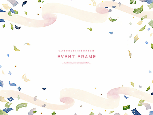 PSD 리본 일러스트 수채화 프레임 이벤트 사람없음 꽃가루 연분홍색 국내일러스트 분홍색 가루 파일형식