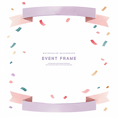 PSD 리본 일러스트 수채화 프레임 이벤트 사람없음 보라색 꽃가루 국내일러스트 컬러 가루 파일형식