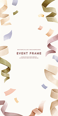 PSD 리본 일러스트 수채화 프레임 이벤트 사람없음 꽃가루 베이지색 국내일러스트 컬러 가루 파일형식