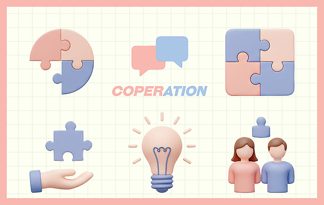 PSD 편집이미지 손 분홍색 말풍선 비즈니스 전구 협력 아이디어 사람모양 신체부위 3D 퍼즐 오브젝트 손모양 편집3D 모양 컬러 컨셉 사람 디지털합성 파일형식 손_신체부위