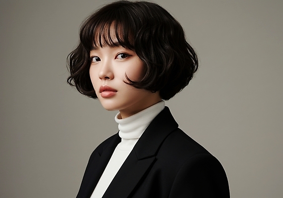 JPG 편집이미지 여자 한명 상반신 성인 회색 단발머리 의료성형뷰티 성인여자한명만 편집실사 AI인물포토 AI콘텐츠 1 헤어스타일 컬러 사람 CG 여자한명만 성인여자만 파일형식 AI포토