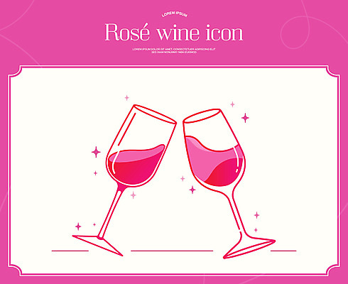 분홍색 와인잔 라인일러스트 일러스트 사람없음 반짝임 와인 건배 심플 국내일러스트 AI파일 컬러 술잔 모션 주류 파일형식 벡터