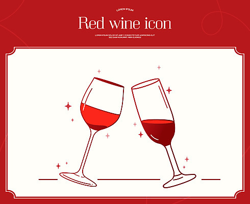 와인잔 라인일러스트 일러스트 사람없음 빨간색 반짝임 와인 샴페인 건배 샴페인잔 심플 국내일러스트 AI파일 컬러 술잔 모션 주류 파일형식 벡터