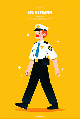 전신 PSD 남자 일러스트 한명 미소 성인 반짝임 노란색 걷기 비즈니스맨 경찰복 경찰모자 성인남자한명만 일러캐릭터 캐릭터 모자_잡화 1 컬러 유니폼 비즈니스 모션 표정 사람 직장인 경찰 남자한명만 성인남자만 파일형식