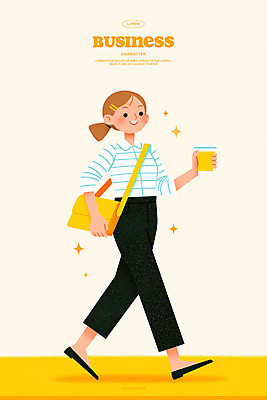 전신 PSD 여자 일러스트 한명 미소 들기 성인 반짝임 걷기 비즈니스우먼 크로스백 테이크아웃컵 성인여자한명만 연노랑색 일러캐릭터 캐릭터 1 가방 비즈니스 모션 표정 사람 컵 노란색 직장인 여자한명만 성인여자만 파일형식