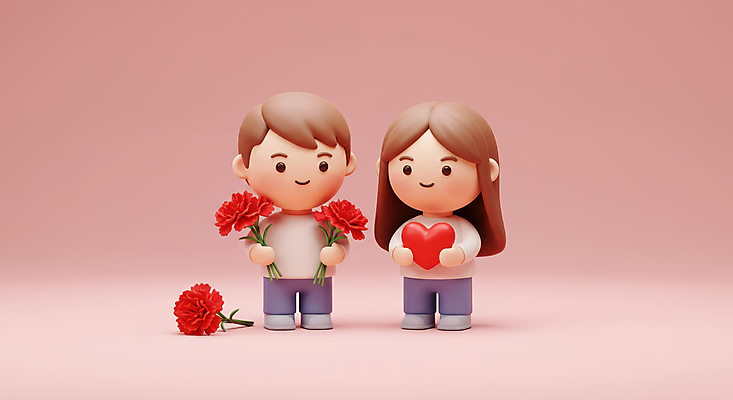 JPG 전신 편집이미지 여자 남자 어린이 분홍색 사랑 미소 들기 소녀 소년 두명 하트 어버이날 스승의날 카네이션 감사 가정의달 어린이만 편집3D AI컴퓨터그래픽 AI콘텐츠 모양 기념일 꽃 감정 컬러 모션 표정 사람 3D 5월 파일형식