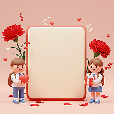 JPG 전신 편집이미지 여자 남자 꽃잎 교복 리본 어린이 분홍색 책가방 사랑 미소 들기 소녀 소년 두명 선물상자 태블릿 하트 스승의날 카네이션 감사 꽃가루 가정의달 어린이만 카피스페이스 편집3D AI컴퓨터그래픽 AI콘텐츠 모양 옷 기념일 꽃 감정 컬러 가방 모션 표정 선물 사람 전자제품 스마트기기 상자 3D 공백 5월 가루 파일형식