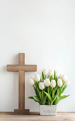 JPG 편집이미지 기독교 화분 백그라운드 잎 사람없음 평화 천주교 튤립 나무바닥 나무십자가 편집실사 AI포토 AI콘텐츠 식물 꽃 종교 컨셉 십자가 바닥 CG 파일형식