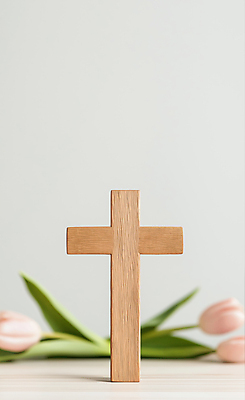 JPG 편집이미지 기독교 백그라운드 잎 사람없음 평화 천주교 튤립 나무십자가 나무탁자 편집실사 AI포토 AI콘텐츠 식물 꽃 종교 컨셉 십자가 탁자 CG 파일형식