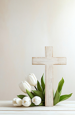 JPG 편집이미지 기독교 백그라운드 잎 사람없음 평화 천주교 튤립 나무십자가 나무탁자 편집실사 AI포토 AI콘텐츠 식물 꽃 종교 컨셉 십자가 탁자 CG 파일형식