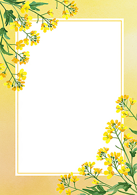JPG 잎 일러스트 수채화 사각프레임 사람없음 노란색 유채 꽃프레임 카피스페이스 국내일러스트 AI일러스트 AI콘텐츠 식물 꽃 컬러 프레임 사각형 공백 파일형식
