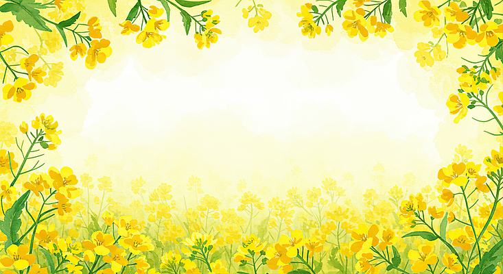 JPG 잎 일러스트 수채화 사람없음 노란색 유채 꽃프레임 카피스페이스 국내일러스트 AI일러스트 AI콘텐츠 식물 꽃 컬러 프레임 공백 파일형식
