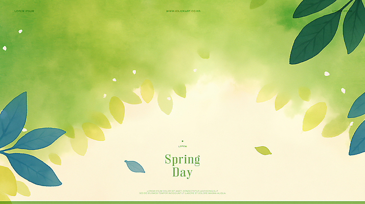 PSD 잎 일러스트 수채화 사람없음 초록색 봄풍경 국내일러스트 식물 컬러 풍경 봄 파일형식