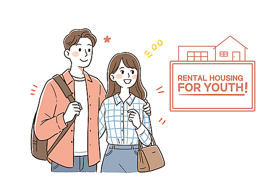 응시 여자 남자 일러스트 미소 상반신 청년 두명 잡기 백팩 임대 임대주택 청년만 어깨에손 국내일러스트 AI파일 시선 가방 모션 주택 표정 사람 성인 경제 성인만 파일형식 벡터