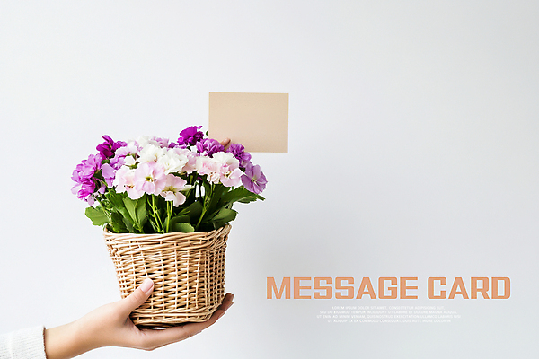 PSD 편집이미지 손 잎 들기 신체부위 꽃바구니 카피스페이스 편집소스 이미지편집 카드프레임 식물 꽃 모션 프레임 사람 바구니 공백 파일형식