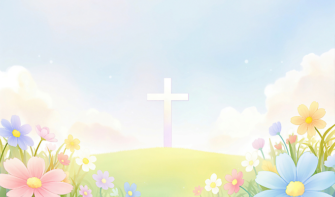 JPG 구름 기독교 십자가 꽃밭 일러스트 하늘 사람없음 봄 천주교 풀 언덕 국내일러스트 AI일러스트 AI콘텐츠 자연요소 식물 계절 꽃 종교 파일형식